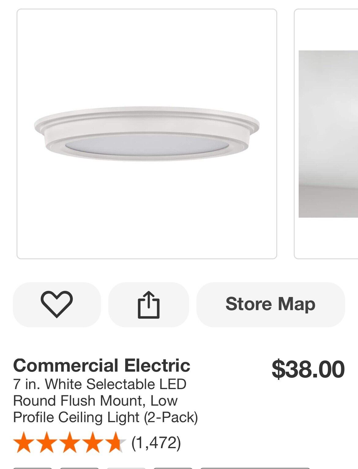 Commercial Electric 7" White Selectable LED Round Flush Mount Low Profile 2-Pack