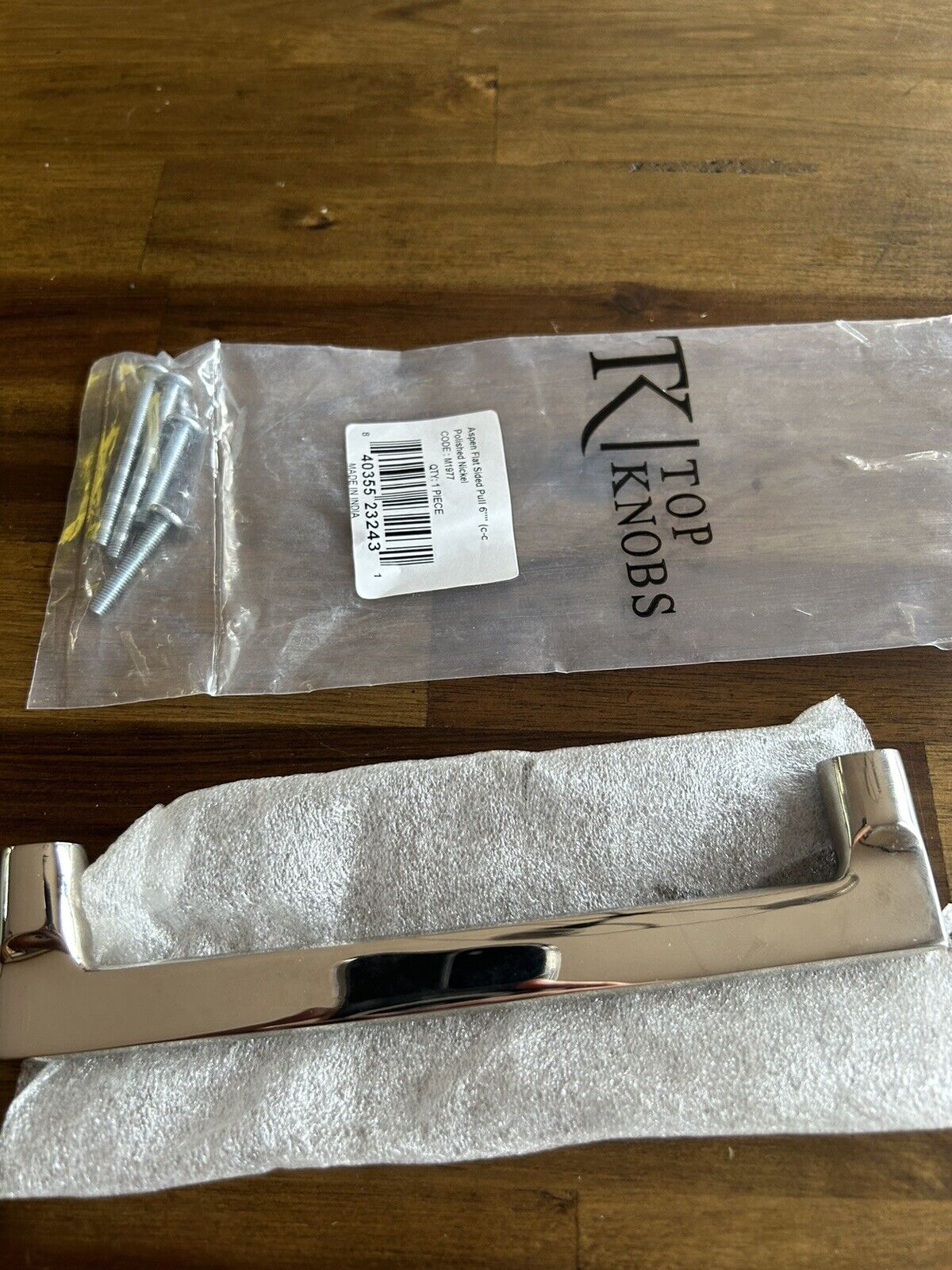 Top Knobs M1977 Flat 6" Center to Center Handle Cabinet Pull - Nickel