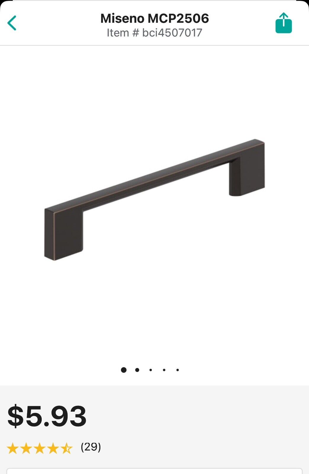 Miseno MCP2506 Mariposa 5-1/16" Center to Center Handle Cabinet - Bronze