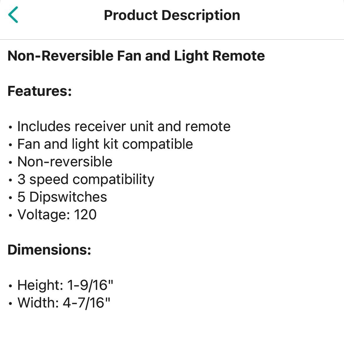 Fanimation CR500 Universal White Remote For Ceiling Fans
