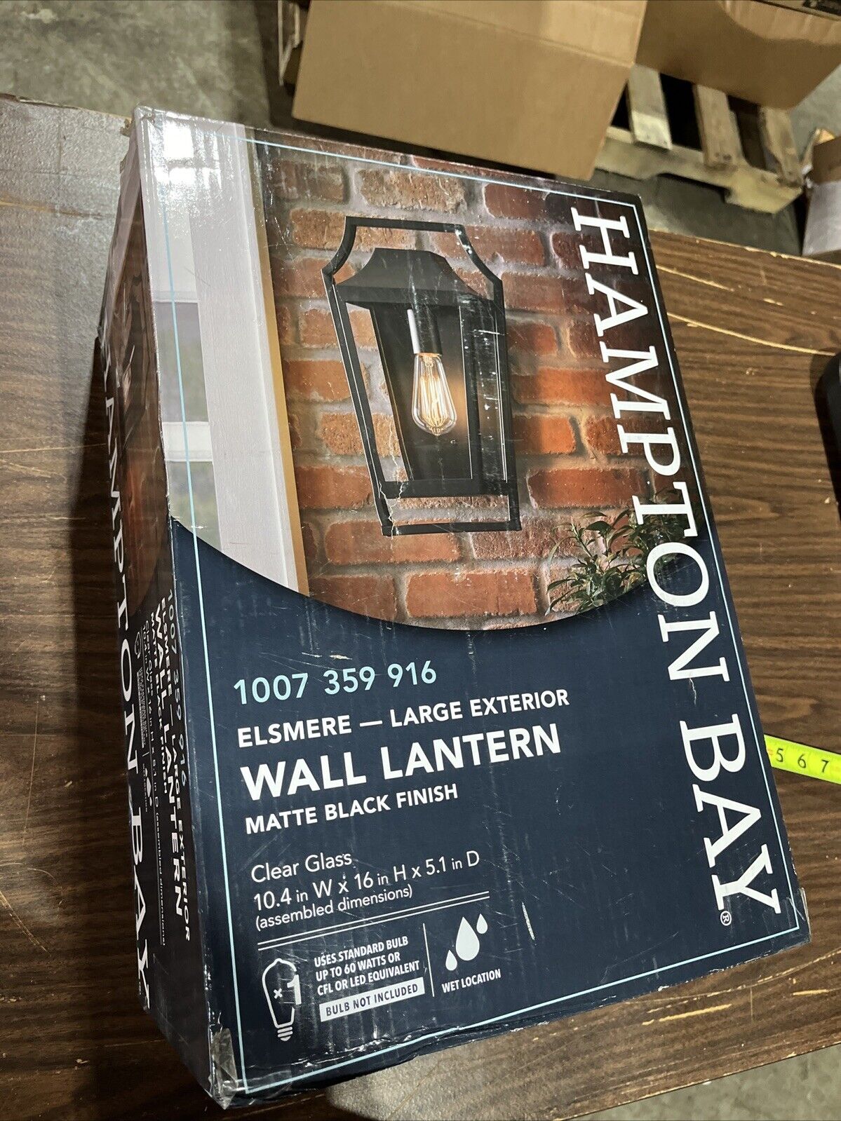 Hampton Bay Elsmere 16 in. Matte Black 1-Light Outdoor Line Voltage Wall Sconce