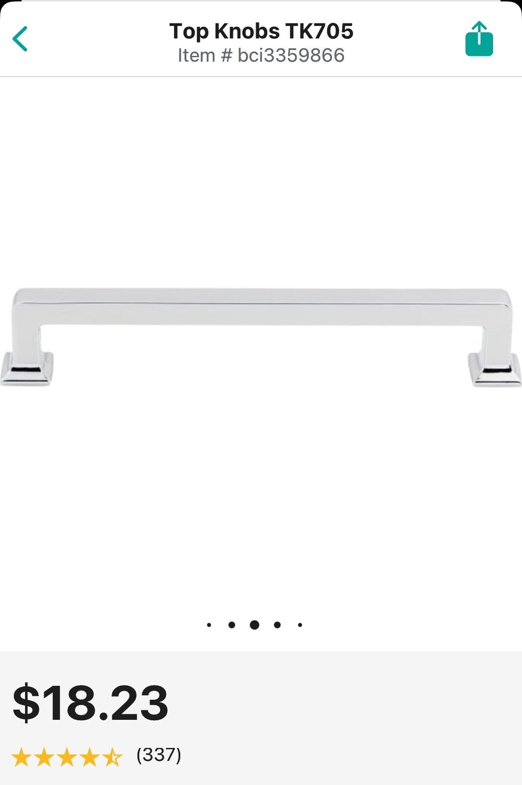 Cabinet pull handle polished nickel top knobs 6 5/16 tk705 pn