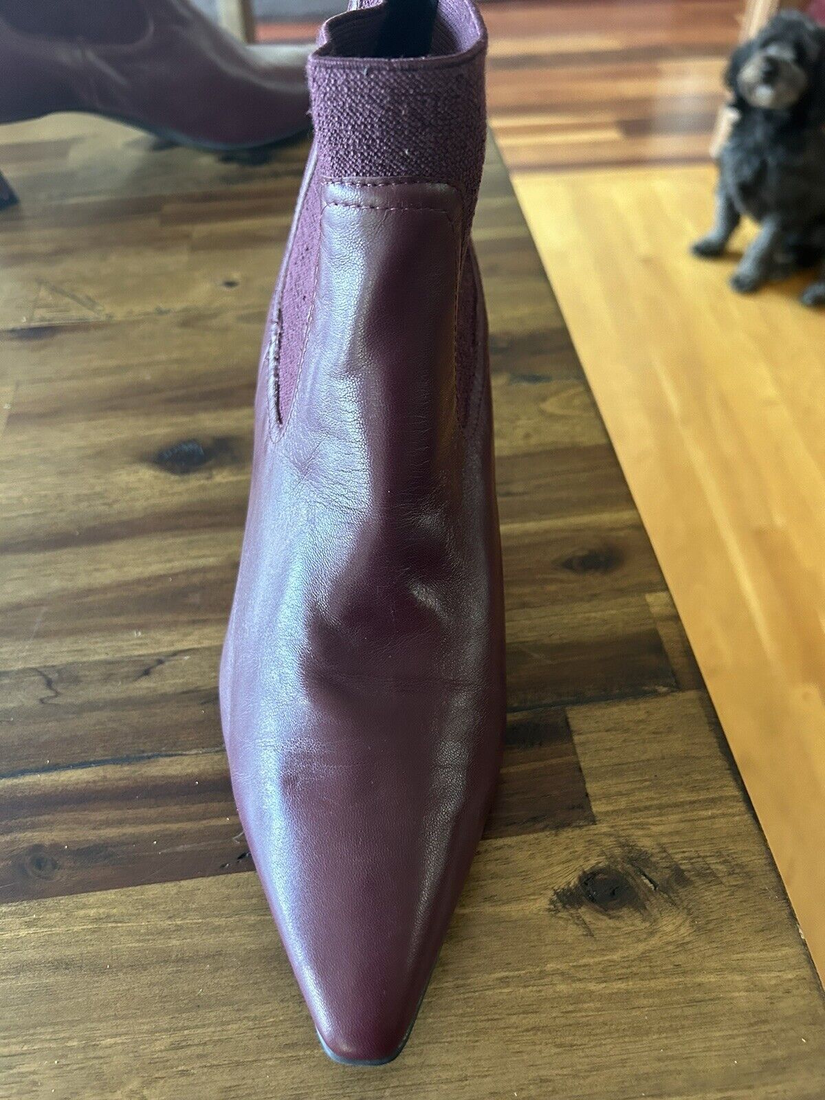 Naturalizer Daya Pointed Toe Bootie Cabernet Sauvignon Red Leather Size 8.5 W