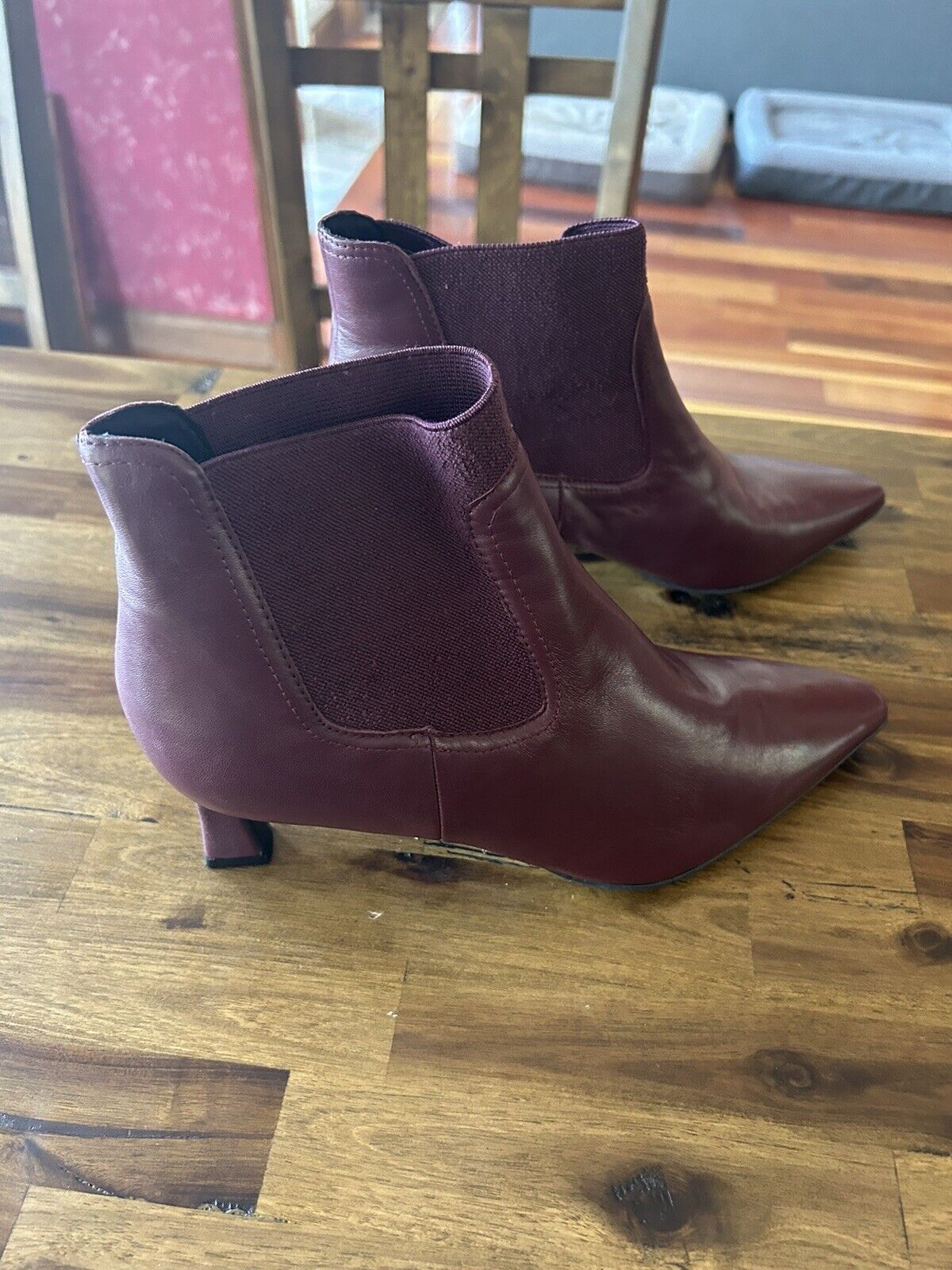 Naturalizer Daya Pointed Toe Bootie Cabernet Sauvignon Red Leather Size 8.5 W