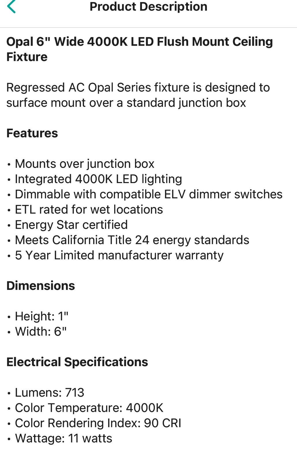 Nora Lighting NLOPAC-R4REGT2440 Opal 6"W 4000K LED Flush Mount - White - 2 Pack