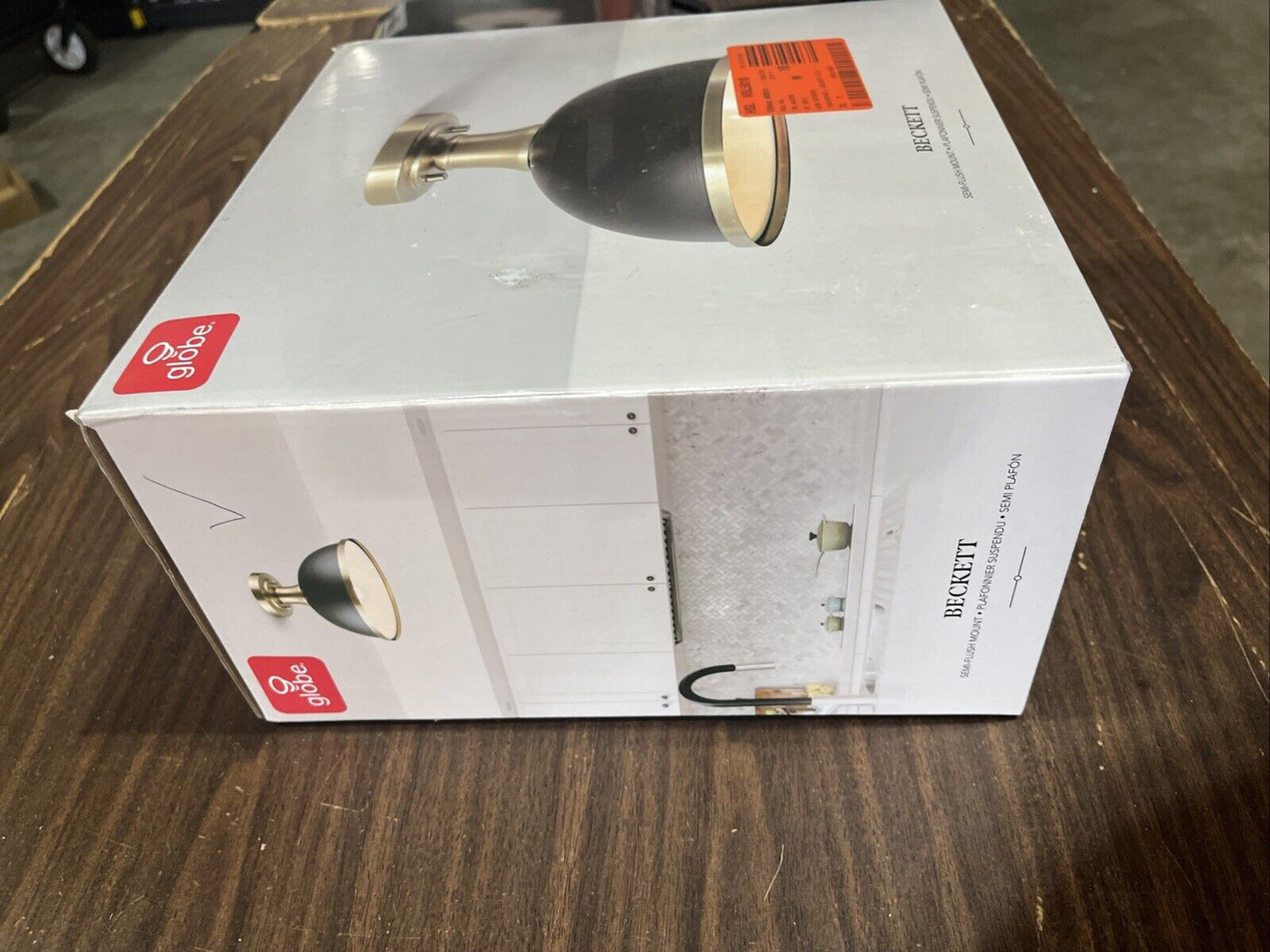 Globe Electric 60461 Beckett 10.35" 1-Light Matte Black Brass Semi-Flush Mount