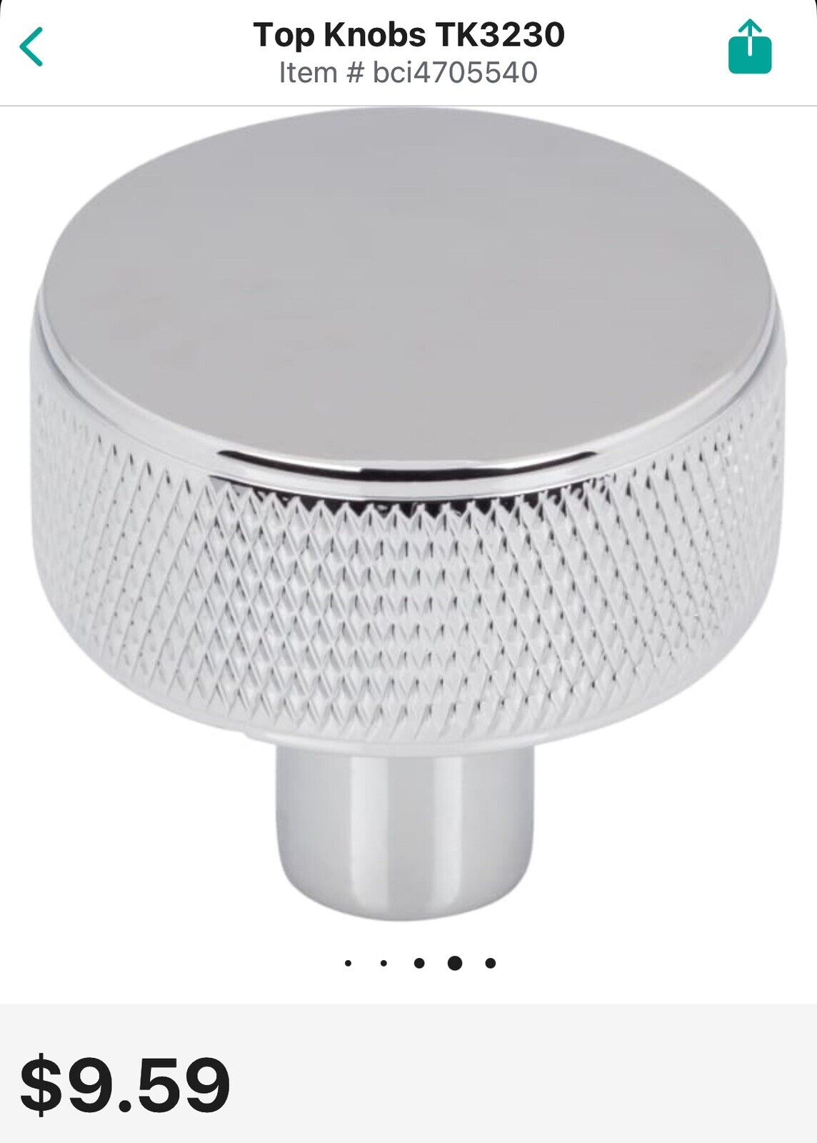 Lot Of 10 Top Knobs TK3230 Burnham 1-1/4 Inch Mushroom Cabinet Knob - Nickel