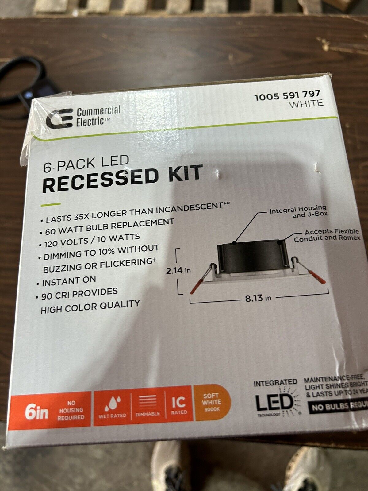 Commercial Electric 100559179710W 6" LED Integrated Light - White (6-Pack)