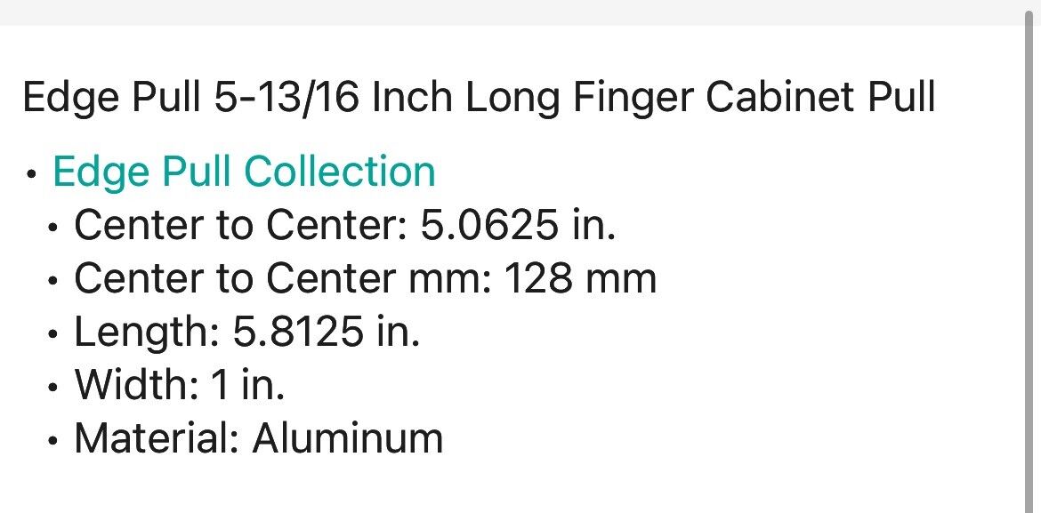 Amerock BP36575 Black Edge Pull 5-13/16"L Finger Cabinet Pull 2 Pack