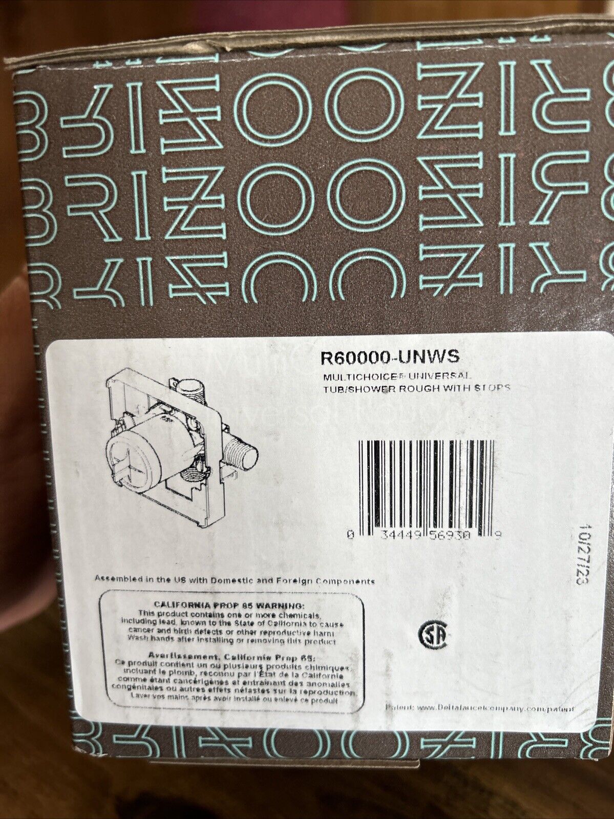 Brizo R60000-UNWS Tub/Shower Valve Body w/ Safety Stops