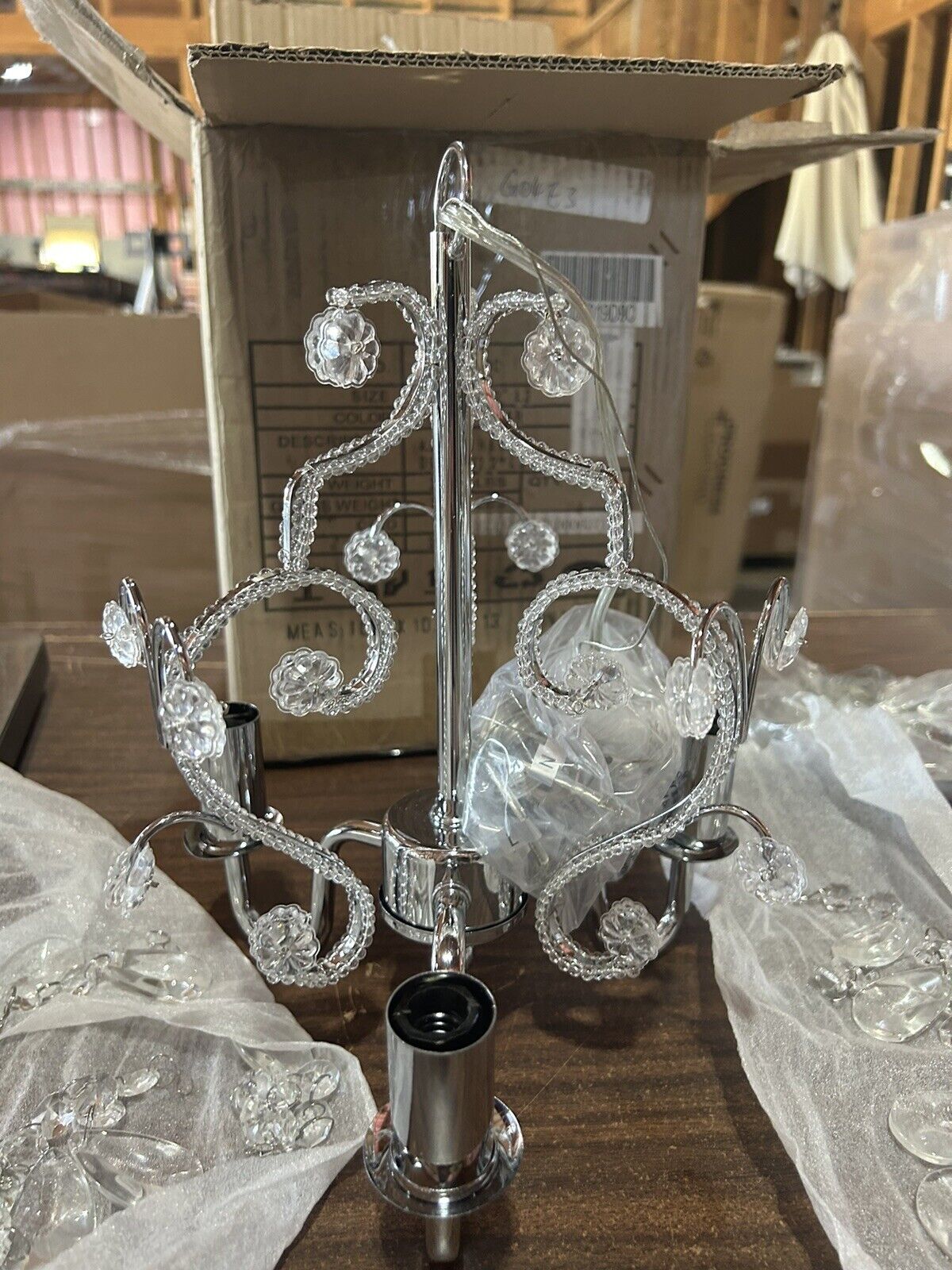 Elegant Lighting LD5019D9 Chrome Karter 3-Light 10"W Crystal Chandelier*No Bulb*