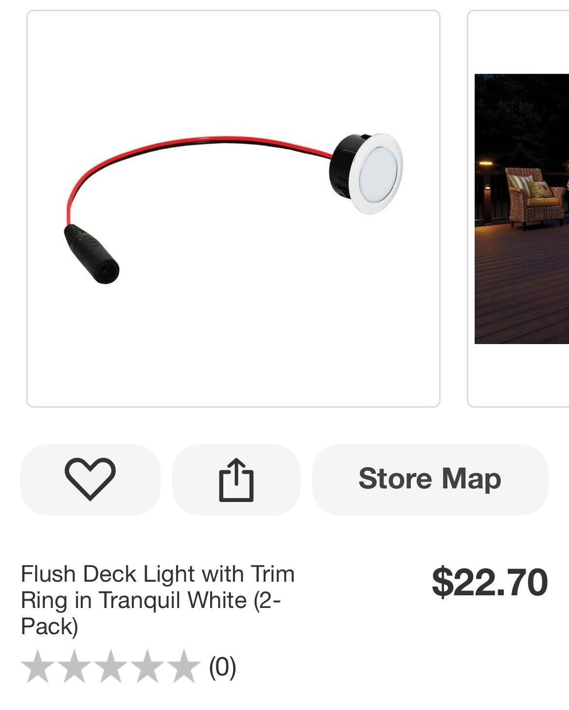 Flush Deck Light With Trim Ring (2 Pack) In Tranquil White