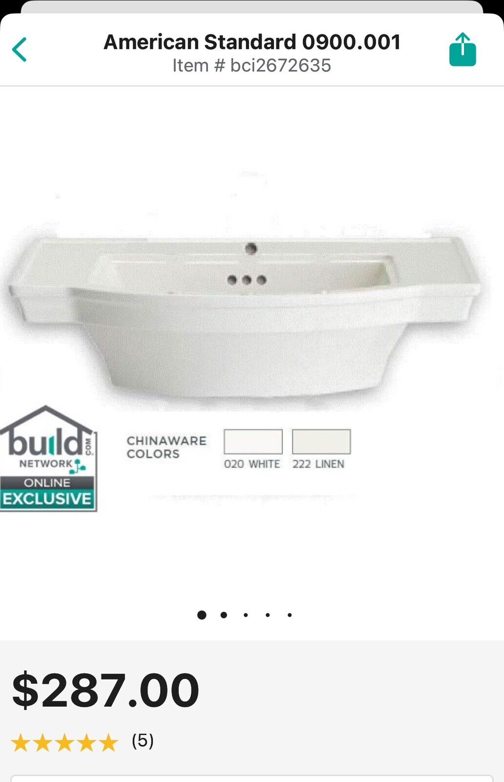 Estate 24" Pedestal Bathroom Sink Only with 1 Hole Drilled and Overflow