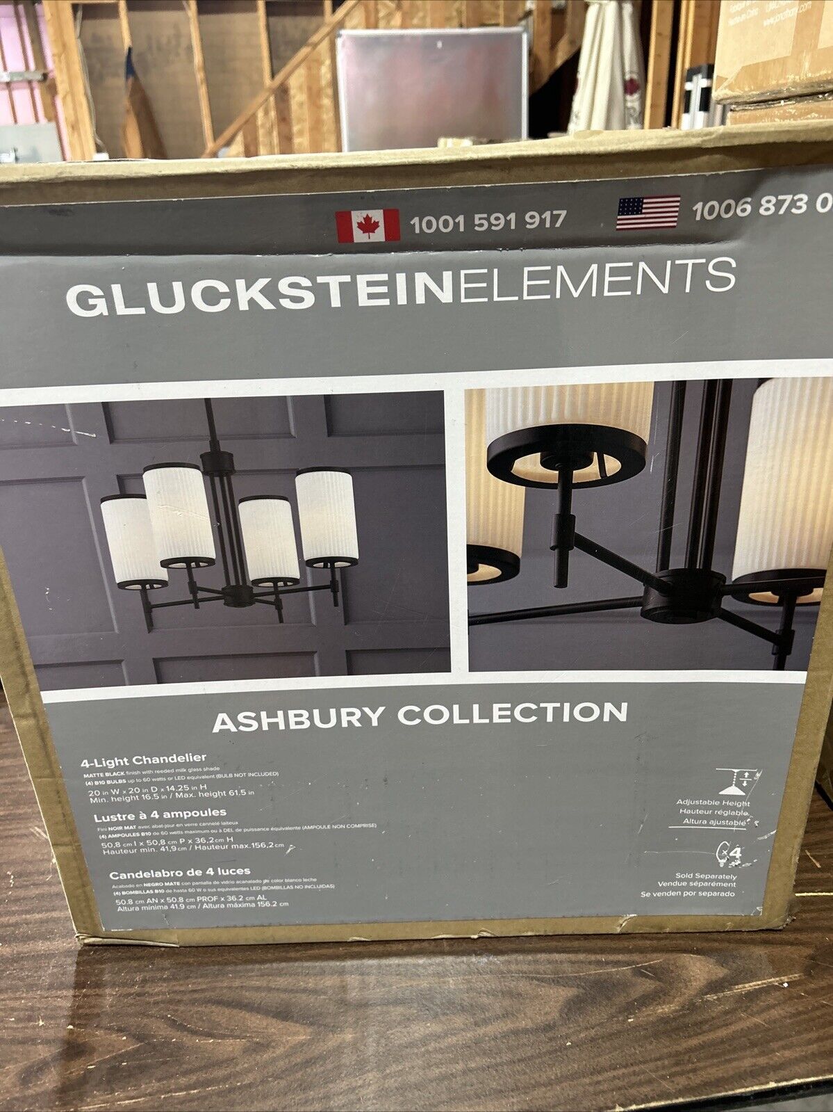 GLUCKSTEINELEMENTS Ashbury 4-Light Black Chandelier 38683-HBCB