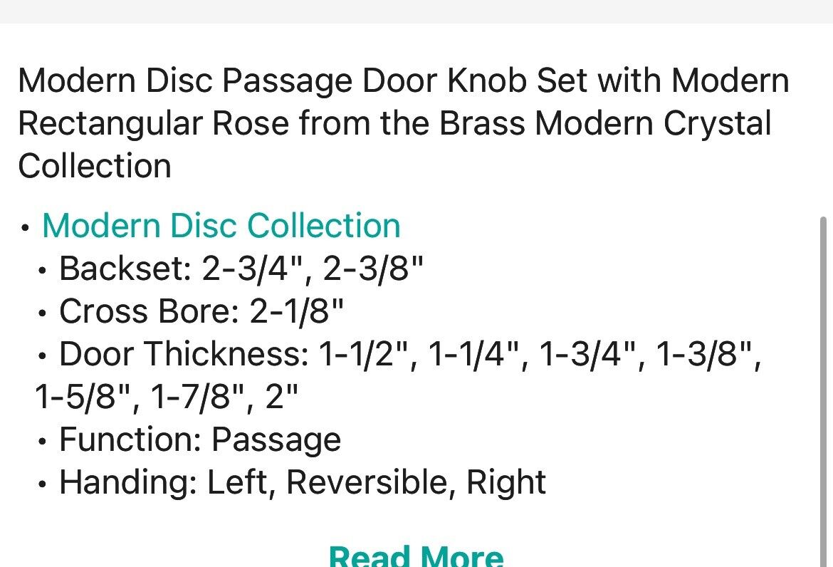 Emtek 5112MDCUS19 Passage Set Modern Disc Crystal Knob (Flat Black)