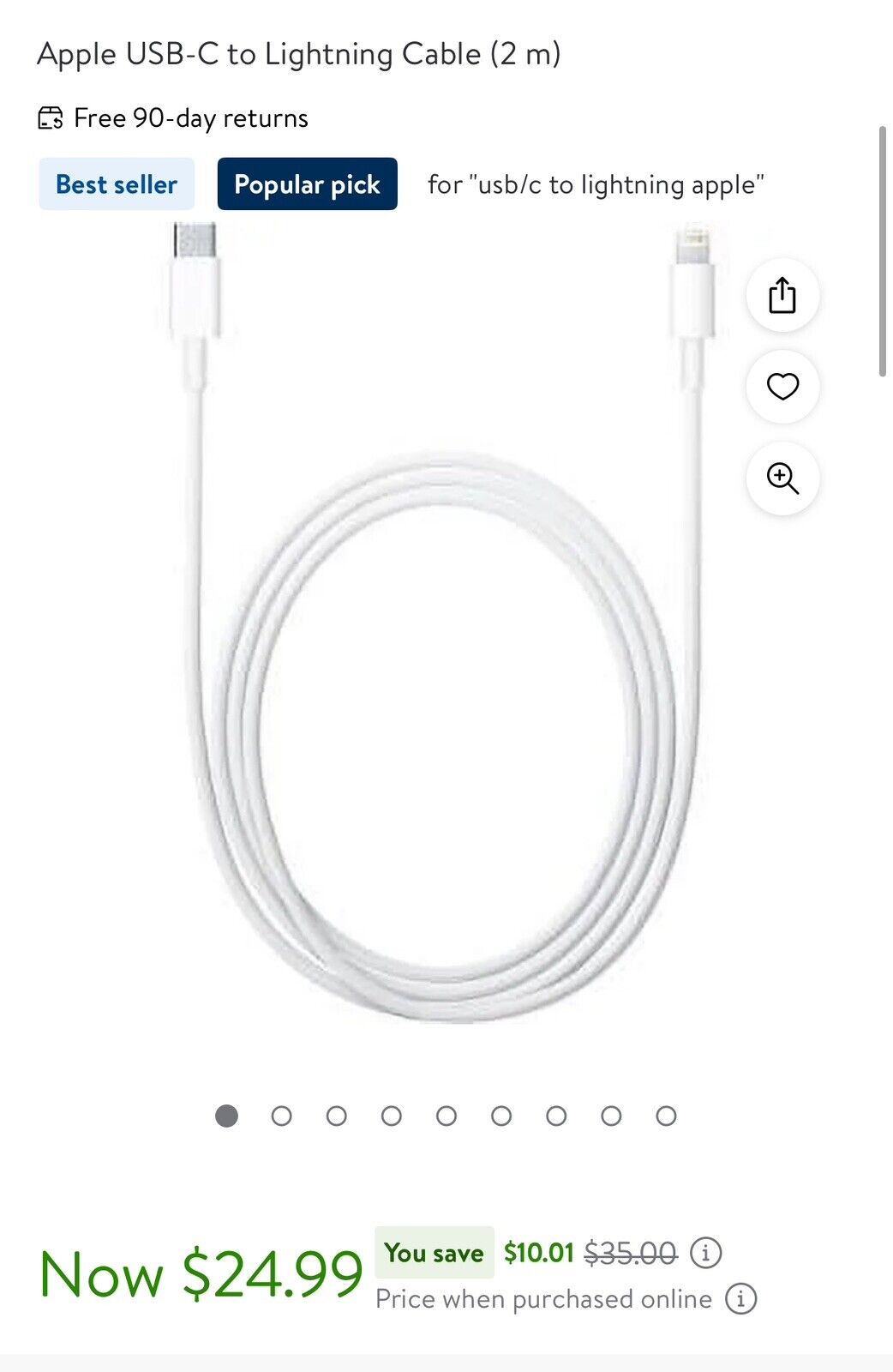 Apple USB-C to Lightning Cable, 2m