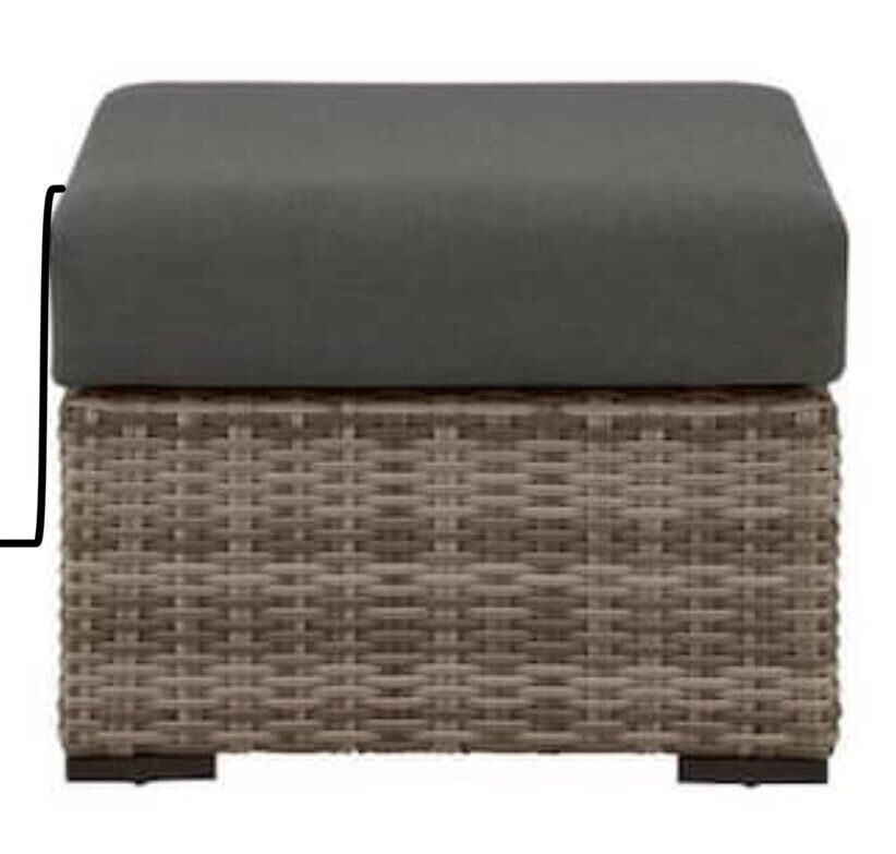 Home Decorators Outdoor Ottoman 25.59"x12.6" Aluminum Wicker w/ Gray Cushion