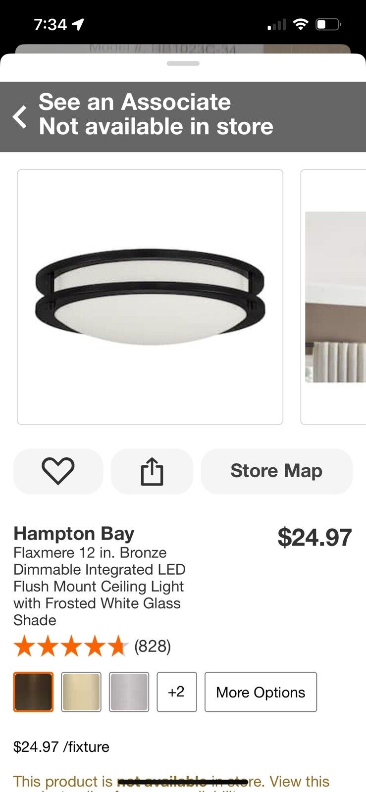 HAMPTON BAY Flaxmere 12 in Bronze Dimmable LED Frosted Flush Mount Ceiling Light