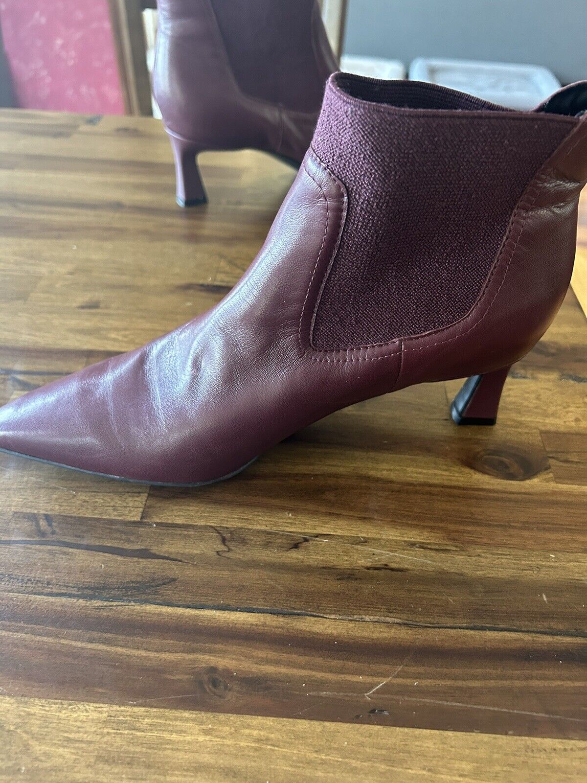 Naturalizer Daya Pointed Toe Bootie Cabernet Sauvignon Red Leather Size 8.5 W