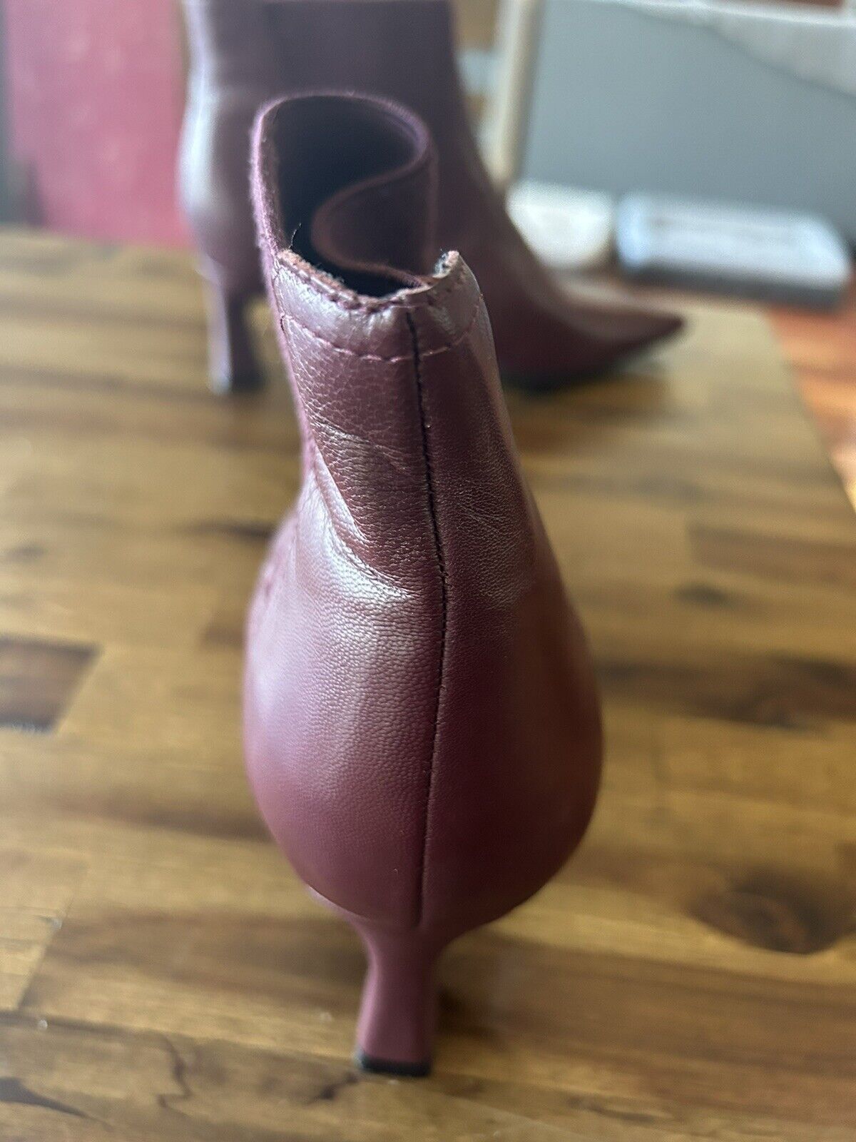 Naturalizer Daya Pointed Toe Bootie Cabernet Sauvignon Red Leather Size 8.5 W