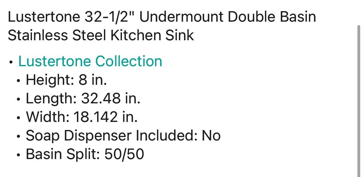 Elkay EAQDUH3118 Lustertone 32-1/2" Undermount Double Basin - Stainless Steel