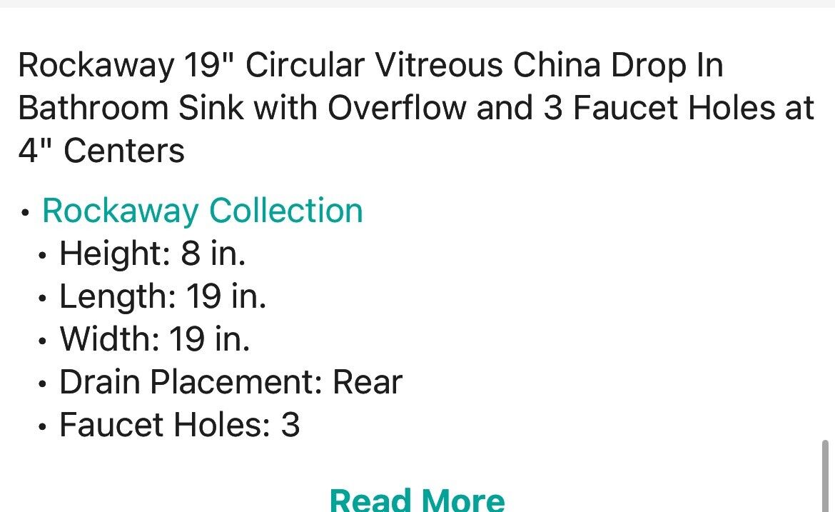 PROFLO PF194R Rockaway 19" Circular Vitreous China Drop In - White