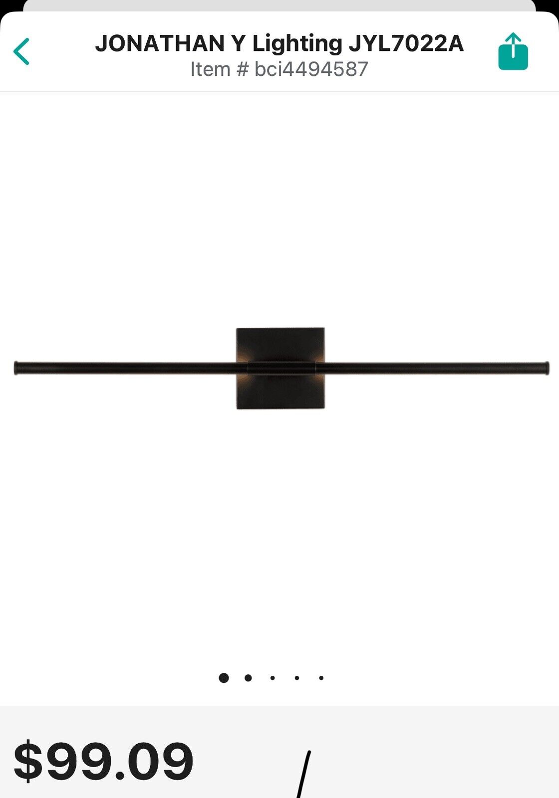 JONATHAN Y Makena 28 in. 1-Light Black Metal Dimmable LED Metal Wall Sconce