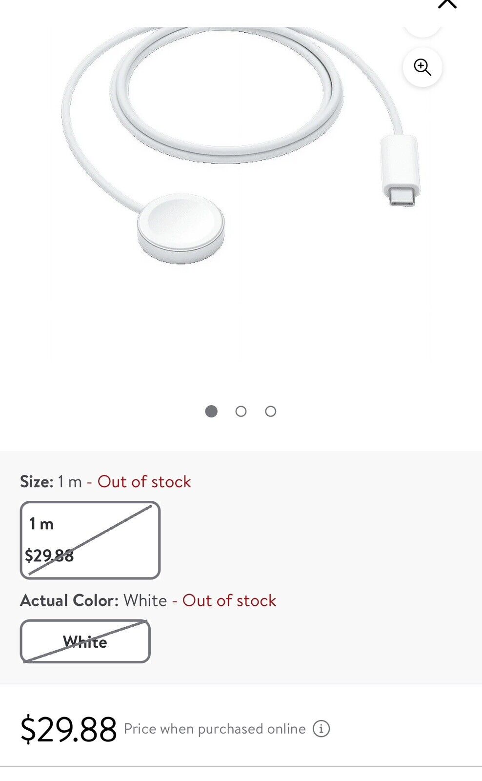 Apple Watch USB-C Magnetic Fast Charger, 1m - White