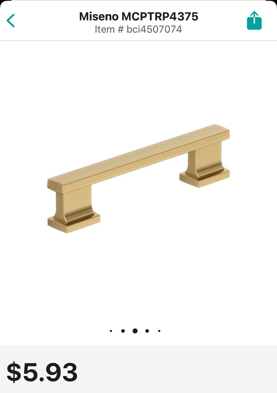 Lot Of 5 Miseno MCPTRP4375 Alder 3-3/4" Center to Center Bar Cabinet Pull Bronze