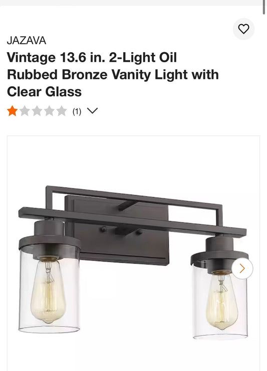 Jazava Vintage 13.6” 2-light Oil Rubbed Bronze Vanity Light With Clear Glass