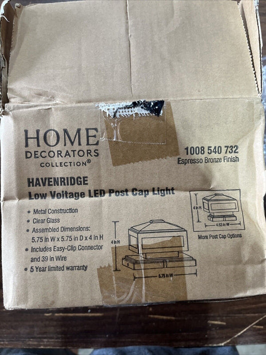 Havenridge 4" Led Post Cap Pier Mount Light Espresso Bronze 1008540732 New
