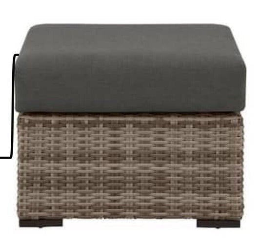 Home Decorators Outdoor Ottoman 25.59"x12.6" Aluminum Wicker w/ Gray Cushion